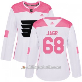 Dame Ishockey Philadelphia Flyers Tröja Jaromir Jagr 68 Adidas 2017-2018 Vit Rosa Fashion Authentic